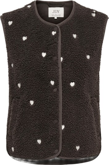 JDY Jdysimina Teddy Heart Emb Waistcoat Otw   Brown   M