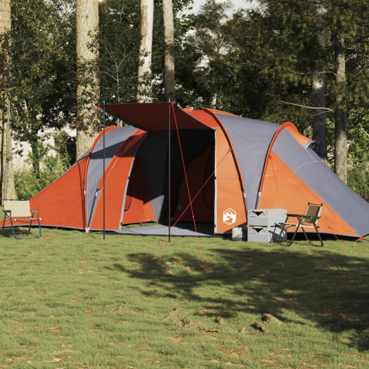 Kuppeltelt for camping 6 personer grå og oransje vanntett Kuppeltelt for camping 6 personer grå og oransje vanntett
