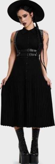 KIHILIST by KILLSTAR   Goth Lang kjole   SKULTRA SLEEVELESS KNIT DRESS   XS til XXL   Damer   svart