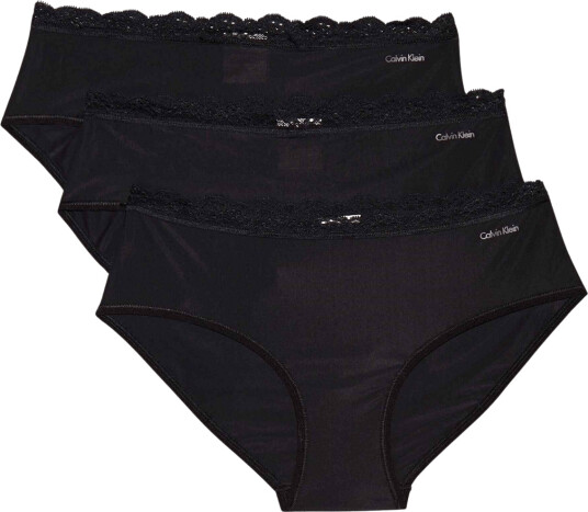 Calvin Klein Truser 3P Boyshorts Hipster Svart polyamid Medium Dame