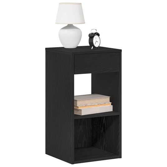  Nattbord med skuff 2 stk svart eik 35x34x66,5 cm 8721158575951
