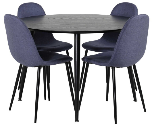 Venture Design Dipp & Polar spisegruppe Svart/blå 4 st stoler & bord 115 cm