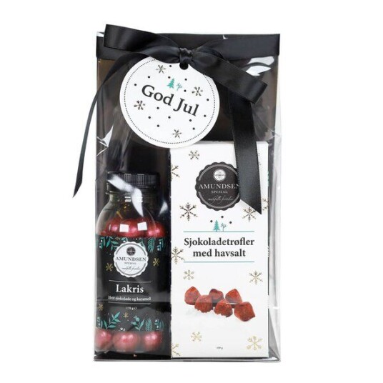 Amundsen Spesial   Vintergave Sjokoladetrøfler 100g & lakriskuler røde 170g