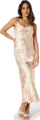 FOREVER NEW Valentina Strappy Slip Dress Pink Cayenne Floral 38