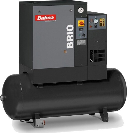 Balma Skruekompressor Brio.E 7.5, 10 Bar, 270 L, Med Kjøletørke Balma Skruekompressor Brio.E 7.5, 10 Bar, 270 L, Med Kjøletørke