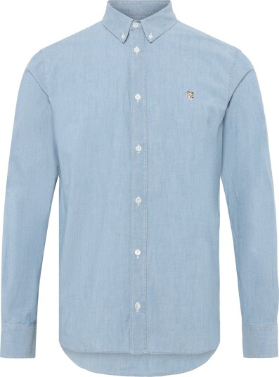 Maison Kitsune Fox Head Embroidery Classic Shirt Bd Blue 39