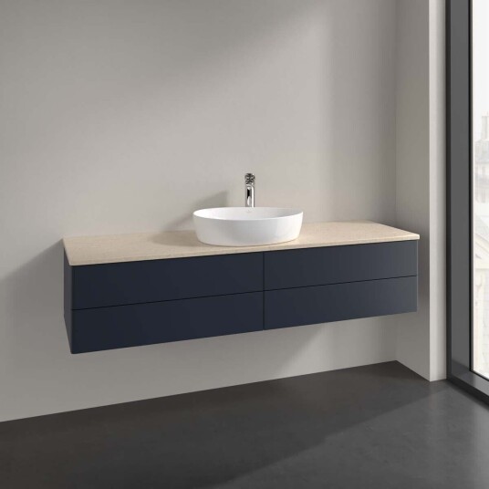 Villeroy & Boch  Antao Servantskap med 4 skuffer 160x50x36 cm m/lys Blå Matt/Crème