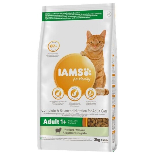 Iams Kattemat Voksen med Lam 10 kg - Tørrfôr for Helse og Pelspleie