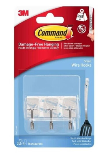 3M COMMAND Hooks 17067CRL with a metal handle 3 hooks + 4 small transparent stripes
