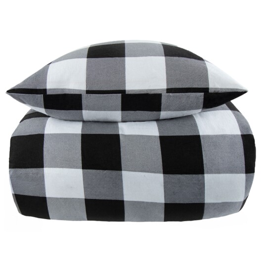 By Night Sengesett 240x220 - Kingsize - 100% bomullsflanell - Check black - By Night