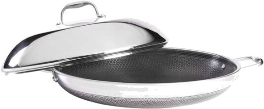 Hybrid Wok med Lokk 36 cm Rustfritt Stål Svart