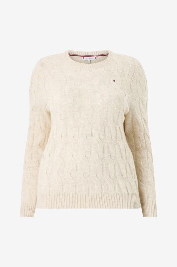 Tommy Hilfiger Curve Genser Crv Soft Wool Cable C nk LS Swt Hvit