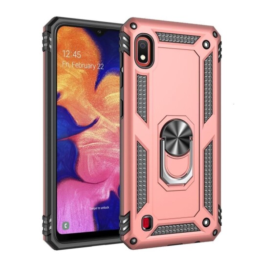 INCOVER Samsung Galaxy A10 Solid Plastdeksel m. Fingerholder / Stativ - Rose Gull