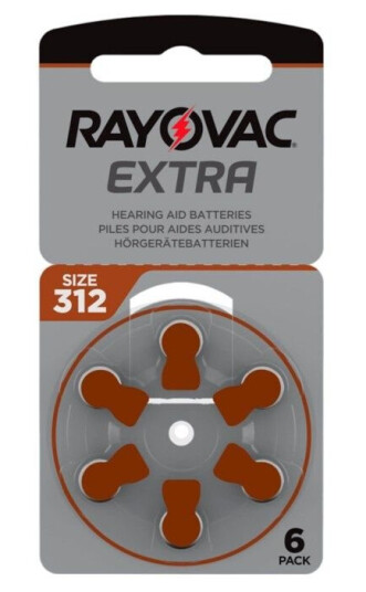 Rayovac Høreapparatbatterier Brun ZA312 6-pk.