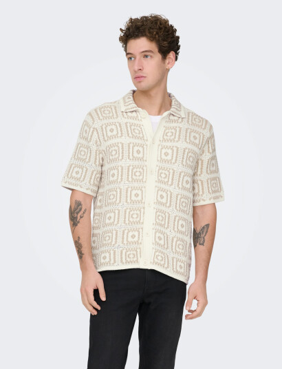ONLY & SONS Onsbart Rlx 5 Ss Shirt Knit Noos Beige XS