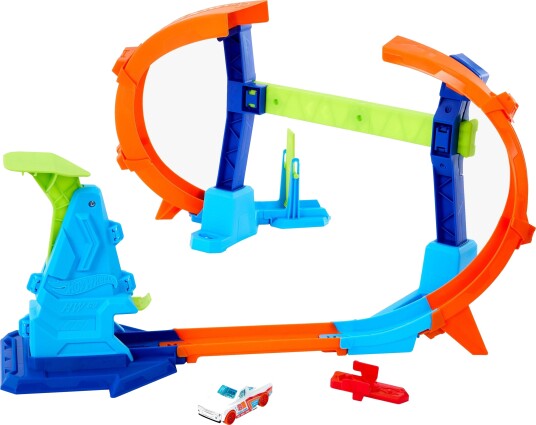 Hot Wheels Stunt Tracks Corkscrew Jump Champion Track Set & 1:64 Scale Toy Car, Speed Snap Track - Multi/patterned - ONE SIZE
