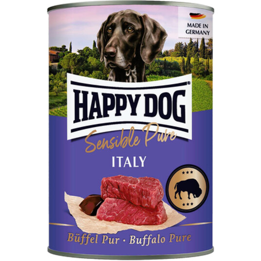 Happy Dog Kornfritt Våtfôr med 100% Bøffel 200g - Monoprotein for Hunder