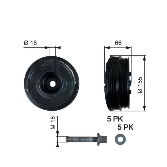 Remskive veivaksel GATES TVD1037A