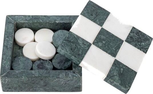 Bloomingville Aske Tic Tac Toe Grønn marmor med oppbevaring