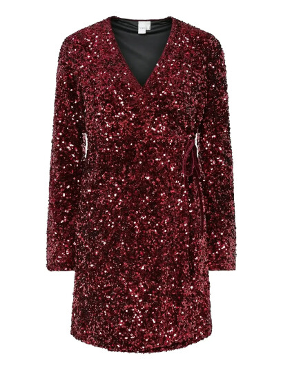 YAS Yaselle Ls Wrap Dress - Show - Red - M