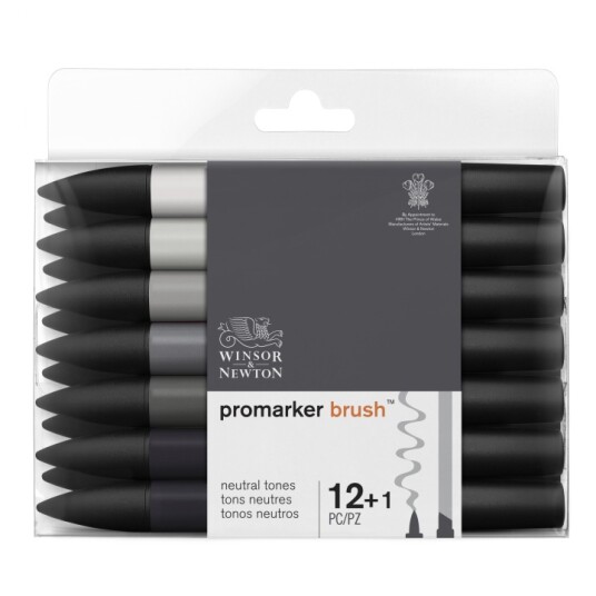Promarker BrushMarker Neutral tones 12-set + Blender Promarker BrushMarker Neutral tones 12-set + Blender