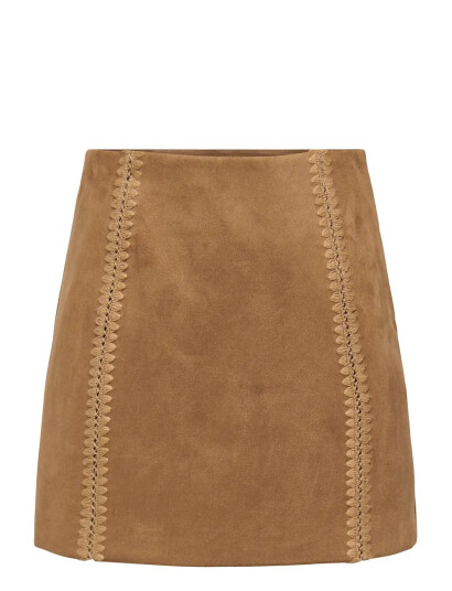 ONLY Onljoline Faux Suede Skirt Otw   Beige   XL