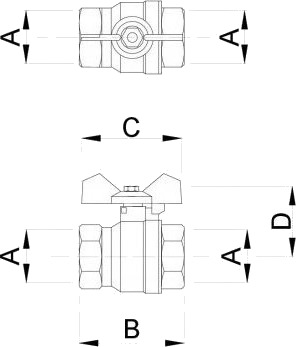 Hydroland Kuleventil For Vann Tytan 1/2" Sommerfugl N/W // Zkw 15 Wn M H Tytan