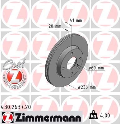 Bremseskive ZIMMERMANN 430.2637.20