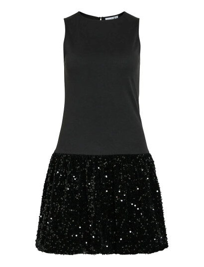 Vila Vibelieve S/S Mix Sequins Dress/Pty/Ka - Black - XXL