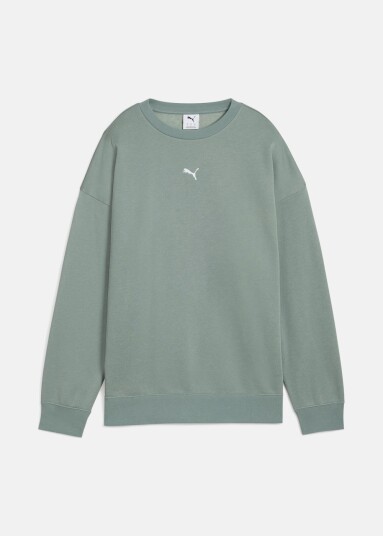 Puma Ess Oversized Crew Fl Green Moon S Sweatshirts