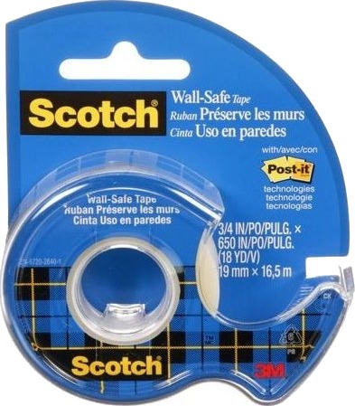 Scotch Scotch Klebebånd “Wall Safe” I Håndrull 19 Mm X 16,5 M Transparent Rustfri Og Avtakbar 183 Efdg – 1 Stk
