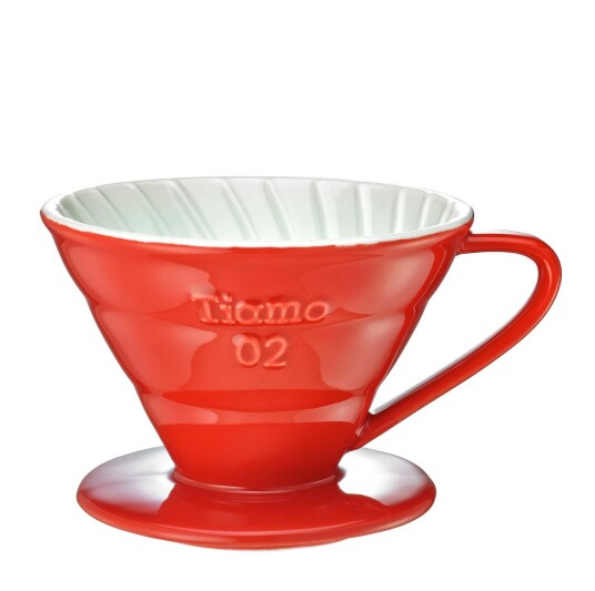 Tiamo V60 Ceramic Pour Over Coffee Brewer - Red