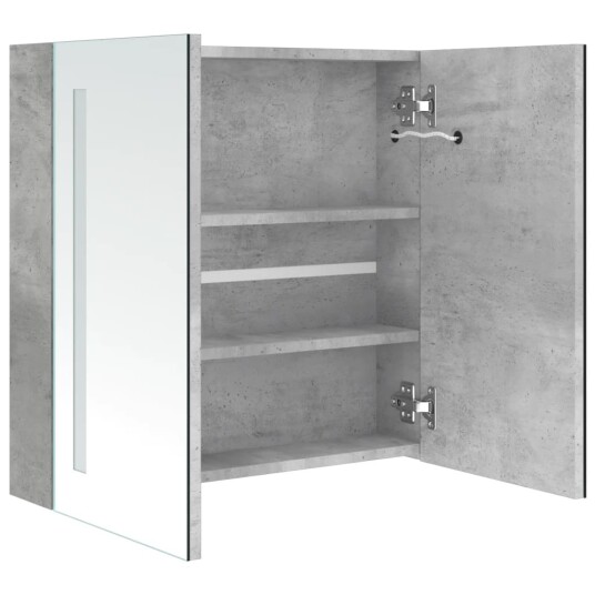 vidaXL LED-speilskap til bad betonggrå 62x14x60 cm