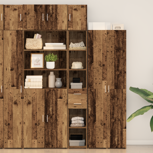 Slim Storage Cabinet Gamle treverk 30x42.5x225 cm Ingeniørtre