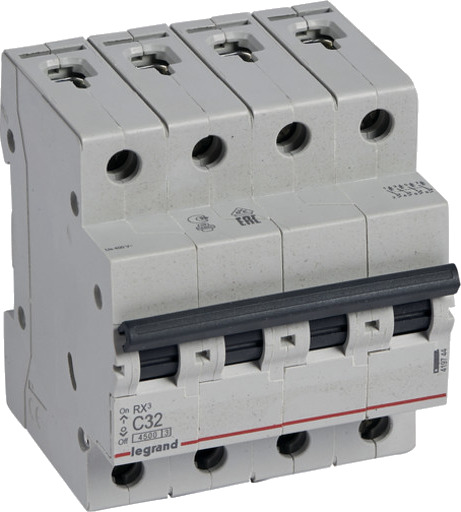 Legrand 3 stk RX³ MCB automatsikring C32 4P 4M 4,5kA