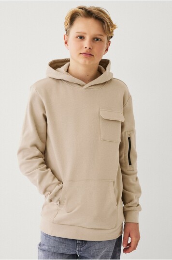 Ellos Collection Hettegenser med brystlomme Natur