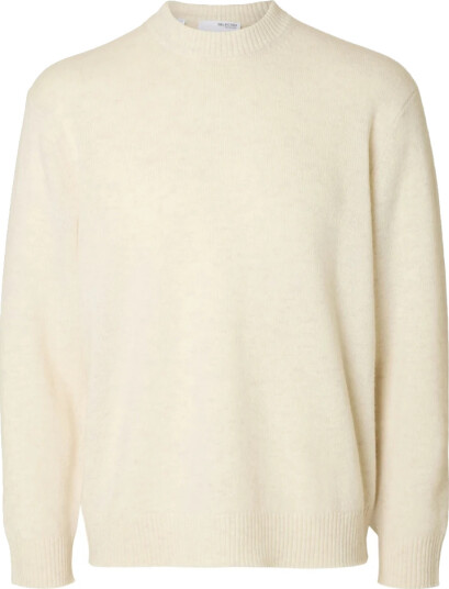 Selected Slhreuben Ls Knit Relaxed Crew Neck Cream M