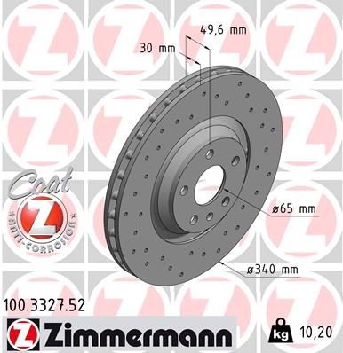 Bremseskive ZIMMERMANN 100.3327.52