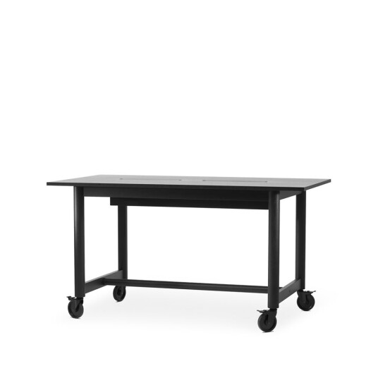 A2 Connect skrivebord Svartbeiset eik-sorte hjul-h90