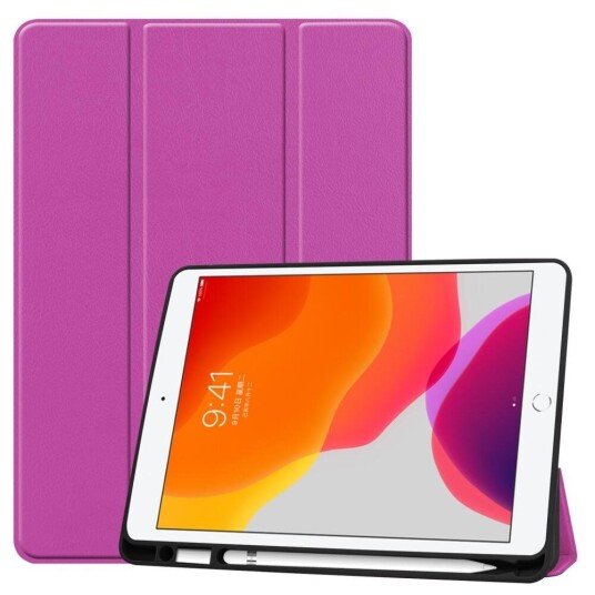 INCOVER iPad 10.2" (2021 / 2020 / 2019) Skinn Deksel m. Holder Til Apple Pencil - Lilla