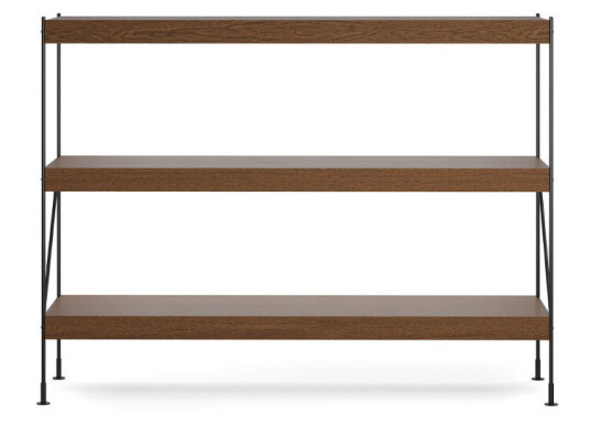 MENU Zet hyllesystem oak dark stained, 1 x 3, black steel base