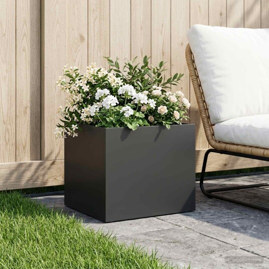 vidaXL Hageblomsterpotte Svart 40 x 30 x 30 cm Kaldvalsestål