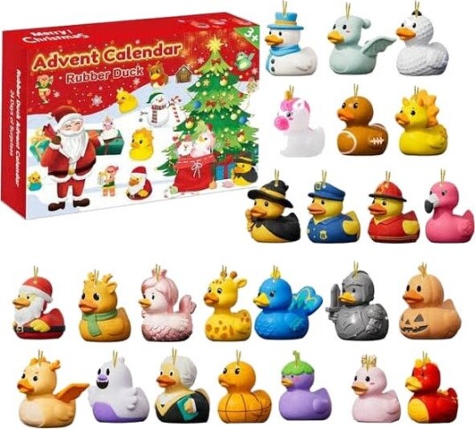 Julekalender 2026 24 dagers nedtelling til jul festlige motiver adventskalender med 24 2D ender i akryl for barn