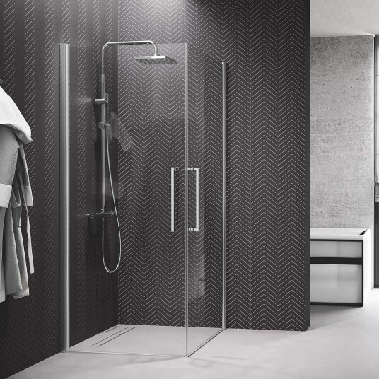Novellini Young 2.0 2G Slagdør 95-97 cm, Krom/Klart Glass