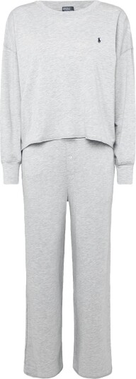 Polo Ralph Lauren Intimates French Terry Long Sleeve Pajama Set   Grey   L