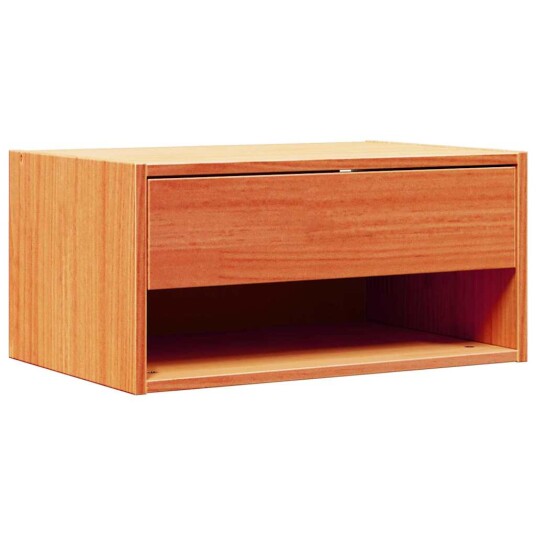 Vegghengt nattebord med skuff 2 pcs Voksbrun 50 x 32,5 x 24 cm
