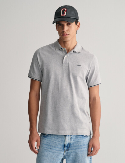 GANT Tipping Ss Pique Polo - Grey - XXXXL