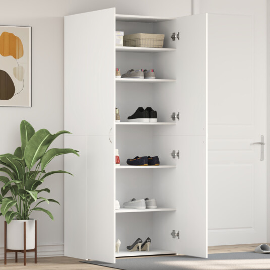 Sko Skap Hvit 80x35.5x180 cm Konstruert tre Sko Skap Hvit 80x35.5x180 cm Konstruert tre