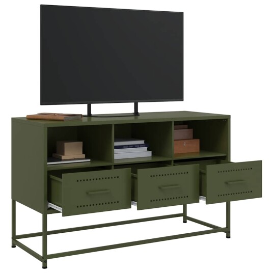  TV-benk olivengrønn 100,5x39x60,5 cm stål 8721102634291