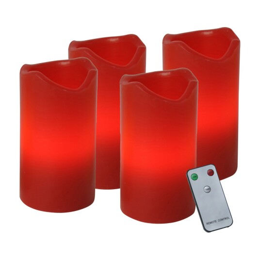 MS Belysning Kubbelys 4-pk rød m/fjernkontroll - 86082